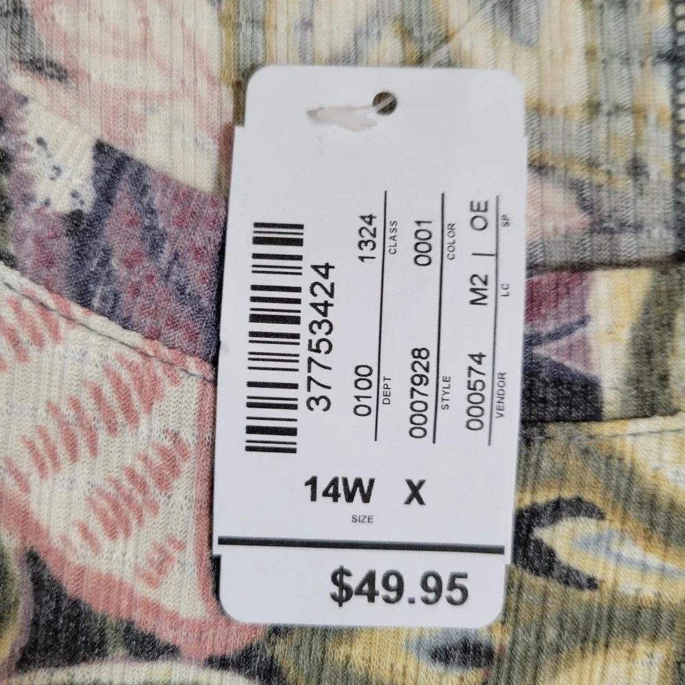 CJ Banks Tunic Top Shirt Womens Size X (14W) 3/4 Sleeve Floral‎ NWT New 0417 - Picture 5 of 6